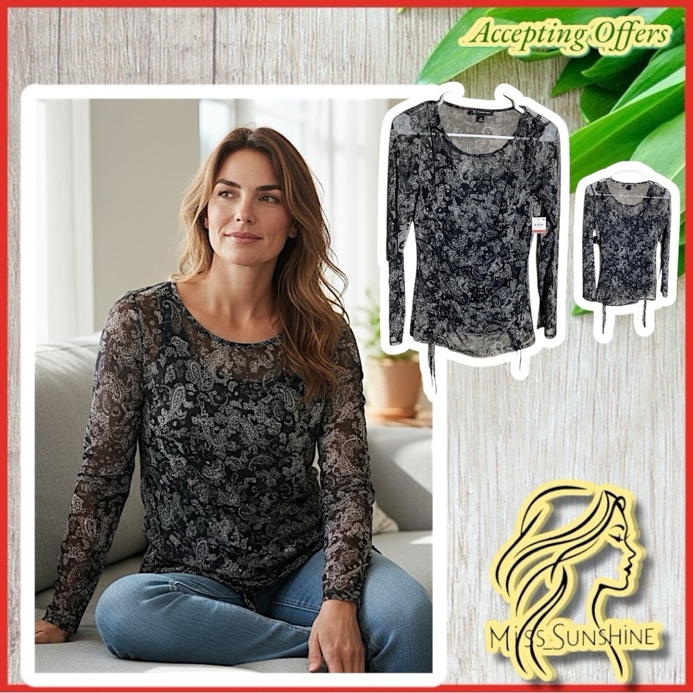 INC International Concept NEW - Sz XS - 2pc tank top and paisley mesh top layer